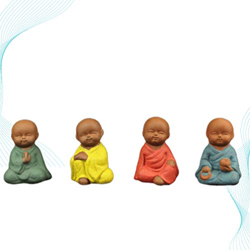 Milisten 4 Pcs Pequenas Figuras de Monge Pequena Estátua de Monge Buda Decorações Zen Figura Jardim