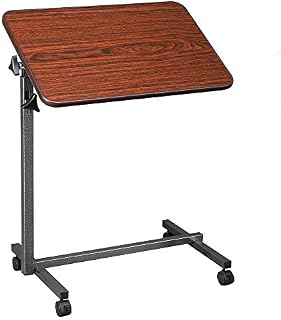 OMECAL Overbed Table w/Wheels, Adjustable Bedside Sofa Side Table Rolling Laptop Computer Desk