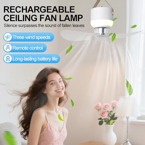 Ventilador de camping para tienda con luz LED regulable y control remoto 7