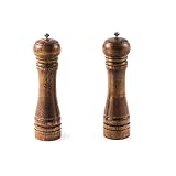 Pepper Grinder – 2 pcs Pepper Mill, Ceramic Mill with Strong Adjustable Solid Wooden Grinder (8 inch) by TOPODO