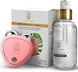 CLEOSKIN Kit Masajeador Facial EMS de Microcorriente con Gel Conductor de Ácido Hialurónico 100 ml | Efecto Lifting y...