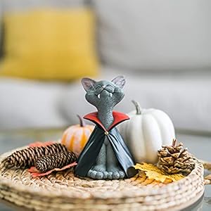 JFSM INC. Halloween Decorative Whimsical Grey Cat Vampire Figurine Cat Home Office Decoration - Happy Cat Collection - Gifts for Cat Lovers, Cat Lover Gifts for Women, Cat Lover Gifts for Men, JFSM INC Halloween Decorative Whimsical Grey Cat Vampire Figurine Cat Home Office Decoration Happy Cat Collection Gifts for Cat Lovers Cat Lover Gifts for Women Cat Lover Gifts for Men