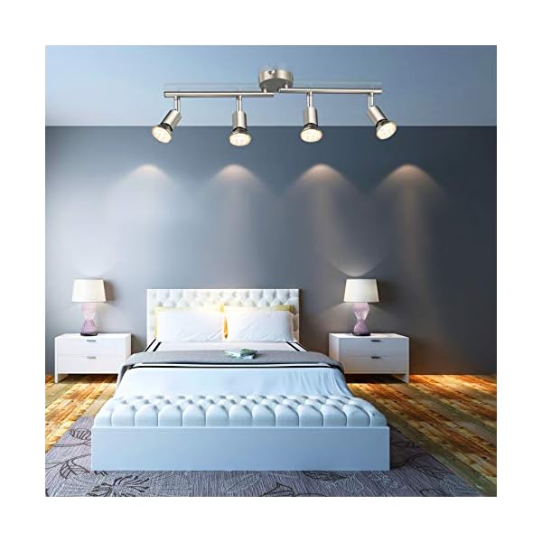 Defurhome LED Ceiling Light Rotatable 4-Bulb LED Spotlight Ceiling Light Spotlight Modern Ceiling Spotlight for Kitchen, Living Room, Bedroom, Includes 4 x 3.5 W GU10 LED Bulbs (380 LM, Warm White) - Image 7