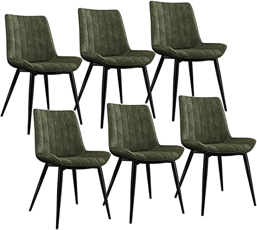 SJIALEN Modern Dining Chairs Set of 6, with Metal Legs PU Leather Seat Backrests Chairs Leisure Living Room Kitchen Counter Chairs Kitchen Chair (Color : Green, Size : 45x43x84cm)