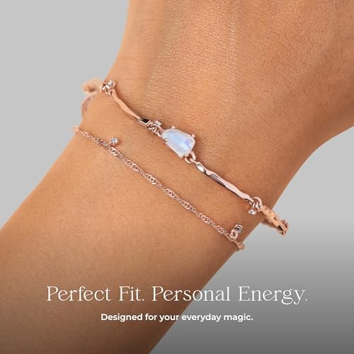 Moon Magic Moonstone Bracelet for Women | Black Obsidian, Rose Quartz Bracelet/Real 925 Sterling Silver | 18k Rose & Yellow Gold Rainbow Genuine Moonstone Jewelry for women | June Birthstone Bracelet2