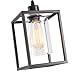 3 Pack Black Pendant Lights for Kitchen Island Industrial Lantern Pendant Light Fixtures with Clear Glass Shade, Farmhouse Adjustable Height Hanging Pendant Lighting for Dining Room