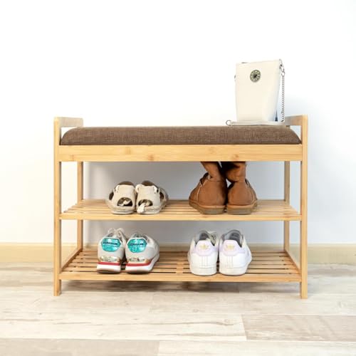 Banc à chaussures Moa en bambou au design naturel et robuste