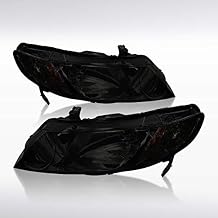 Autozensation Compatible with 2006-2011 Honda Civic 4DR Smoke Lens Headlights L + R Pair Headlamp