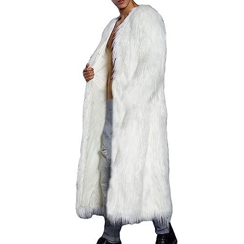 Colf Winter Mens Long Sleeve Parka Coat Faux Fur Coat Jacket Fluffy Long Outwear Overcoat2