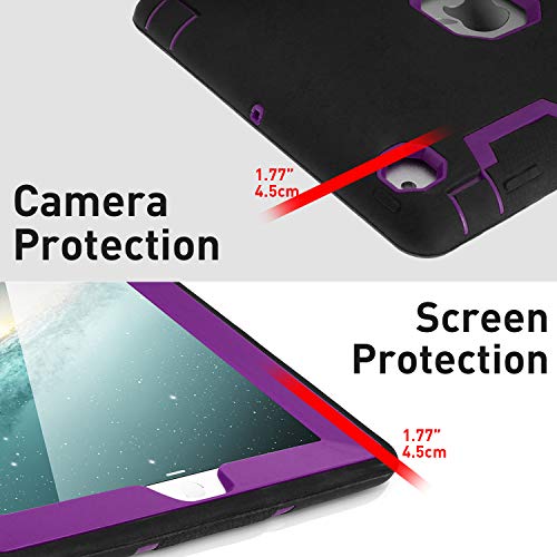 Ipad 2 Case,Ipad 3 Case,Ipad 4 Case, Aicase Kickstand Shockproof Heavy Duty High Impact Resistant Rugged Hybrid Three Layer Armor Full Body Protection Case With Stylus For Ipad 2/3/4 (Black/Purple) #TOP5