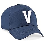 4sold cappello da sole estivo a-z per bambini in cotone blu navy per bambini berretto da scuola per bambini cappello sportivo ragazzo ragazza baseball regolabile - v