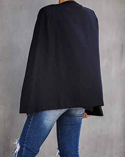 Gamisote Womens Cape Blazer Split Sleeve Open Front Casual Jacket Coat Workwear Black #TOP7