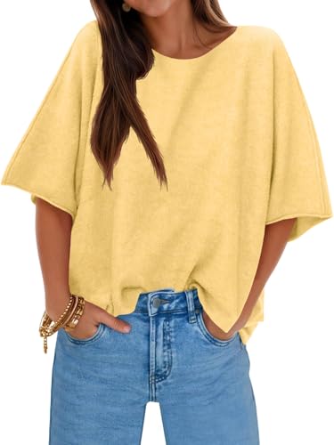 Image of Cicy Bell Womens Half Sleeve Sweaters Oversized Boat Neck Knitted Pullover Sweater Trendy Casual Loose Fit Fall Tops