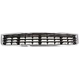 Bumper Grille compatible with Audi A4 02-05 Front Center Chrome Shell w/Black Insert