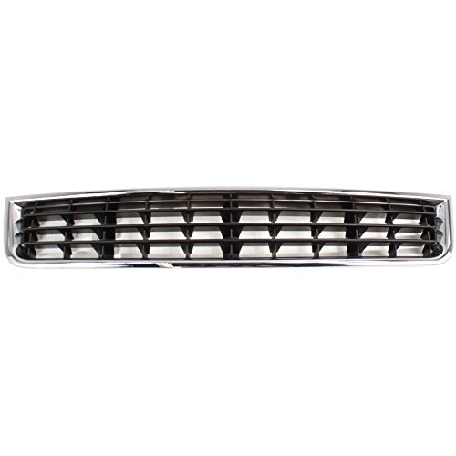 Evan-Fischer Bumper Grille compatible with Audi A4 02-05 Front Center Chrome Shell w/Black Insert