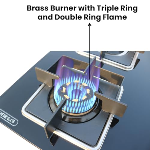 INALSA Premium Slim Gas Stove 4 burners Glasstop ≈77cm|6Yr Warranty on Glass & 2Yr on Burner|8mm Toughened Glass|Commercial Brass Burner|LPG... - Image 5