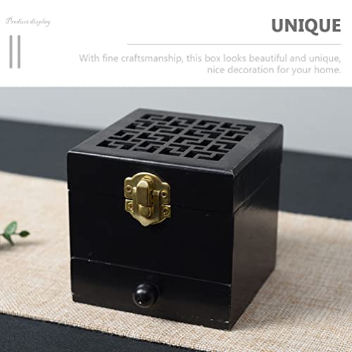 TOPBATHY Wooden Charcoal Burner Storage Boxes Decorative Wooden Incense Box Hollow Square Incense Holder Practical Incense Burner Woodsy Decor Wood Incense Burner - Image 4