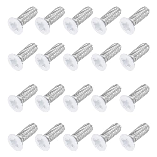 sourcing map M2 x 6mm Flat Countersunk Head Machine Screws 304 Stainless Steel Full Thread Phillips Drive Cross Screw for Furniture Connection Electrical Appliances (White, Pack of 20)