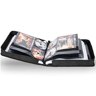 IPEB 200 CD Storage Wallet with 100 Booklet Pockets | Large Capacity Media Disc Organiser Holder for DVD, Audio Music | Protective Zippered Case (Black)