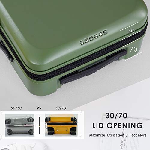 Image of VERAGE Carry On Luggage with X-Large Spinner Wheels, Expandable Hardside Travel Luggage,Rolling Suitcase TSA Approved (20- Inch, Green), Green, Carry-On 20-Inch, Hardshell Luggage