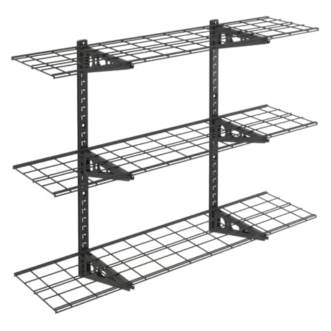 FLEXIMOUNTS 3-Tier 1x4ft Garage Storage Wall Shelving, 12-inch-by-48-inch per Shelf Height Adjustable Floating Shelves (Black) Cover