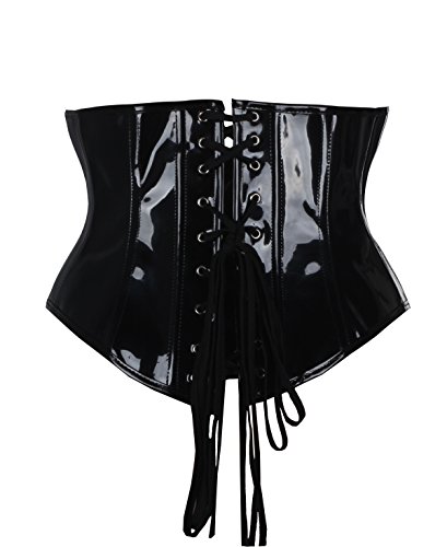 Sayfut Pvc Leather Steampunk Gothic Wasit Trainer Underbust Corset Bustier S, Black #TOP2
