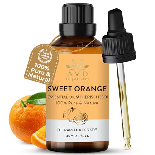 AVD Organics Sweet Orange Essential Oil 30ml – 100% Pure & Natural, Therapeutic Grade Orange Oil for Diffuser, Aromatherapy, Skin & Hair – 1 fl oz