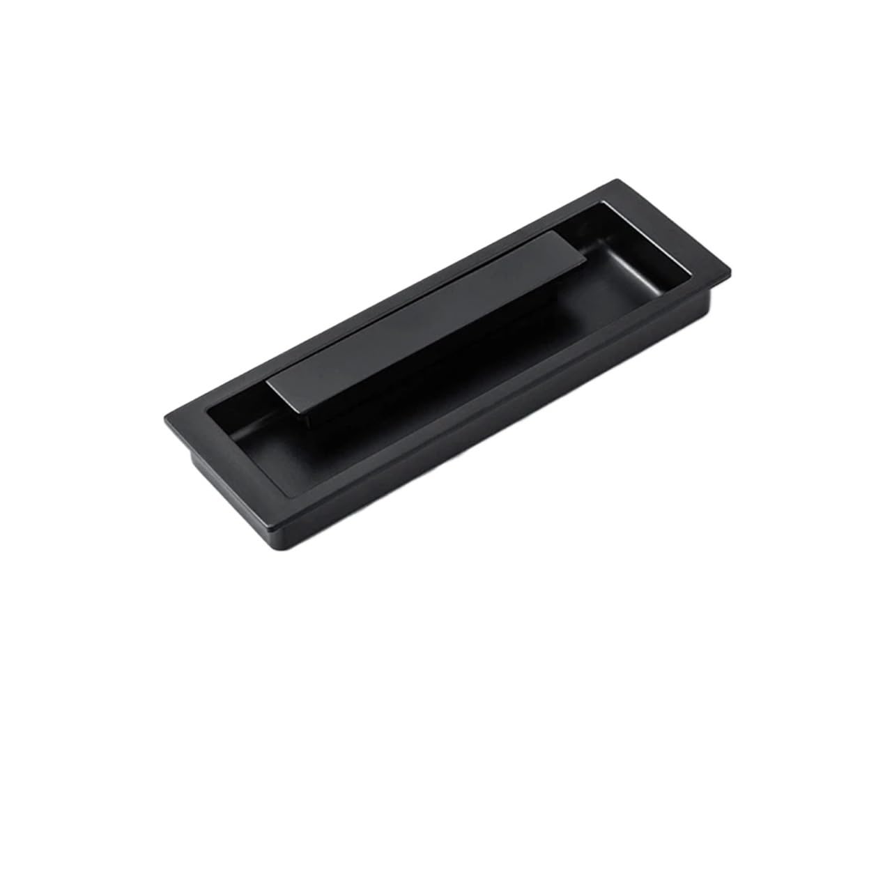 ATEUXOL Recessed Door Handles Invisible Gold Kitchen Cabinet Handle Embedded Sliding Door Zinc Alloy Recessed Furniture Wardrobe Hardware Drawer Pulls(Matte Black 128mm)