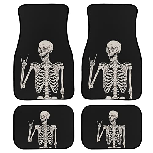 Kuiaobaty Lustige Skelett Auto Bodenmatte Halloween Totenkopf Premium Teppich Gothic Totenkopf...