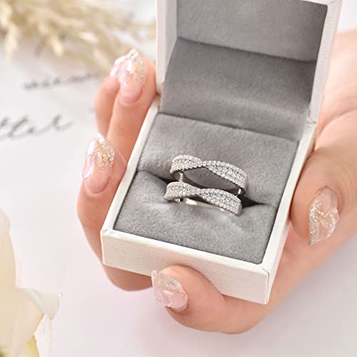 Wuziwen Sterling Silver Cubic Zirconia Infinity Wedding Band Guard Ring Enhancer for Women Size 5-102