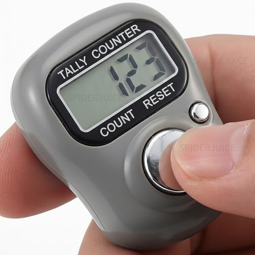 Image of SpiderJuice 99999 5 Digit Multiuse Digital Electronic Portable Mini Hand Tally Clicker Counter Finger Ring Mantra Jaap Device Machine Cricket Umpire Counting Zikr Ziker Dhikr (1101 Grey)