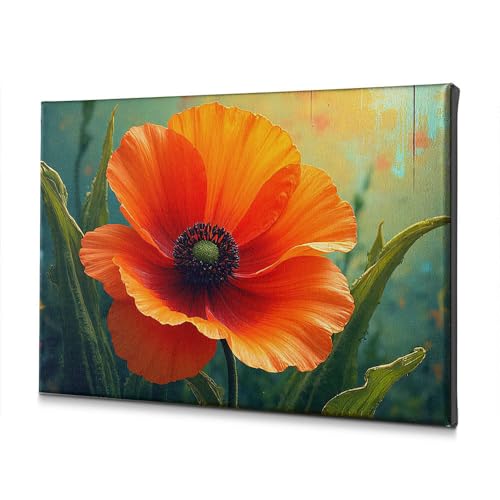 Toile salle de bain coquelicot orange pour colorer un mur blanc