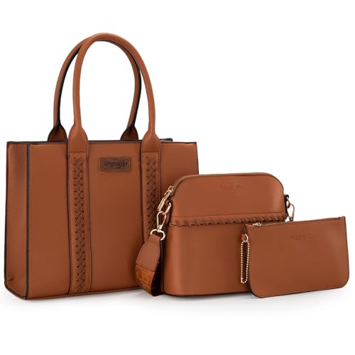 Image of Wrangler 3PCS Purses for Women Tote Bag Crossbody Handbag and Wallet Set with Guitar Strap