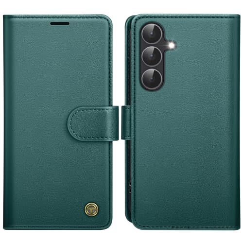 Étui en cuir Samsung S25 FE vert roi élégant avec protection RFID