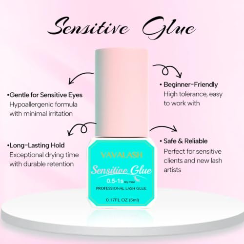 VAVALASH Sensitive Lash Extension Glue, 5ml/0.5-1 Sec Fast Drying/8 Weeks Retention Lash Adhesive, Strong Bond Lash Glue, Long Lasting Black Eyelash Glue for Professional Lash Artists Alternate view