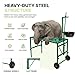 Goatzy Goat Stand with Adjustable Headpiece & Legs, Goat Milking Stand with Feeder, Rails & Wheels, Stanchion for Grooming & Hoof Trimming, Sheep Stand for Shearing Heavy-Duty Steel Platform, Green