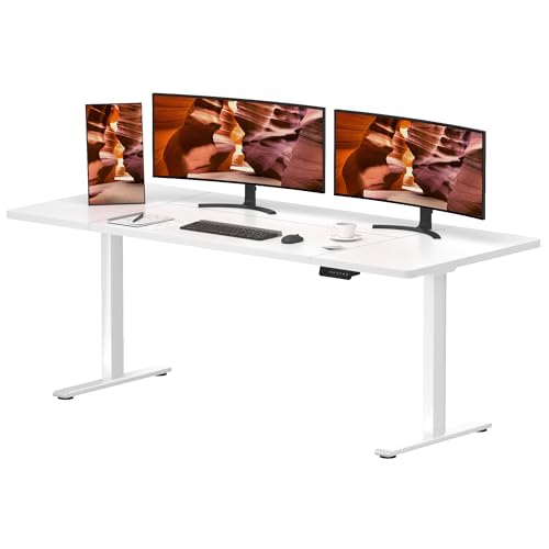 FitStand Dual Motor Standing Desk, Large Stand Up Desks, 79x31 Inches Electric Sit Stand Desk, 4 Memory Preset Adjustable Height Home Office Desks(White)