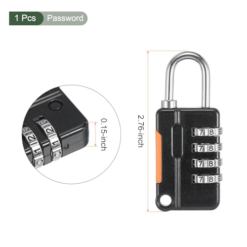 Image of YOKIVE 1 Set 4 Digit Combination Locks with Security Cable, Outdoor Padlocks | Steel Lock Chains Great for Lockers, Luggage, Bike (Black, 5-Feet)