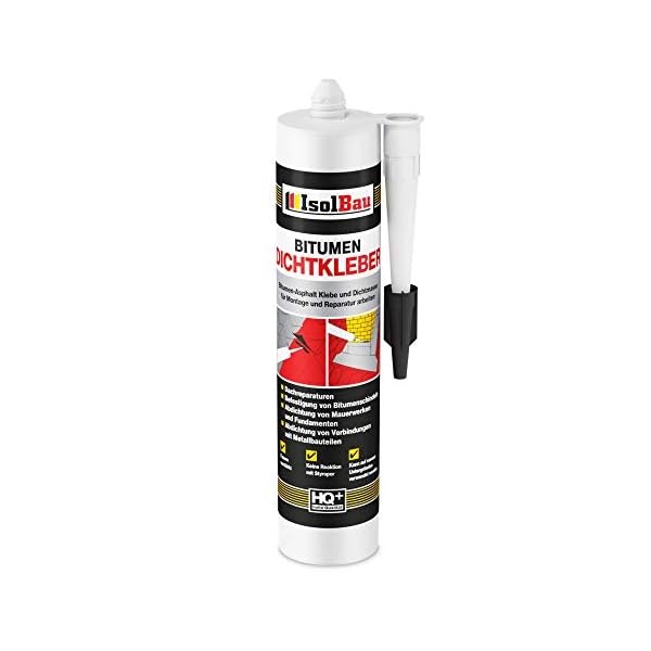 Isolbau Bitumen-Dichtkleber - Klebstoff & Dichtmasse für Montage & Reparatur von Bitumen-Schindeln - Schwarz, 1 x 310 ml