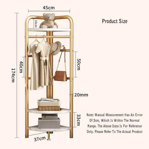 Porte-manteau d'angle blanc en métal avec support de rangement
