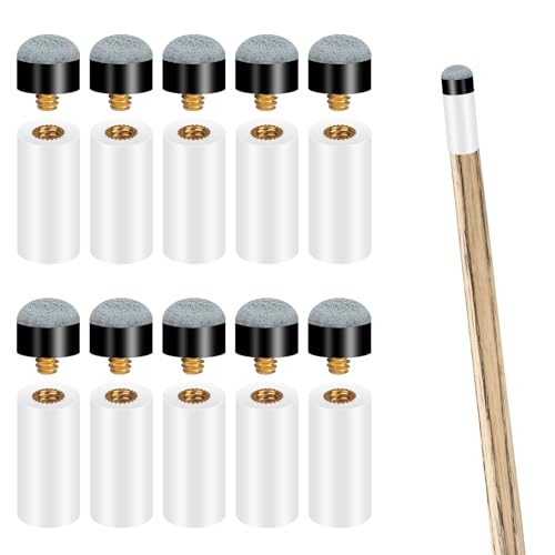 Trinkrittey 10 Stück Billard Queue Spitzen Ersatz Schraub Tipps mit Pool Zwinge 12mm Billard Queue Tipps Set für Billardstöcke Snooker Pool