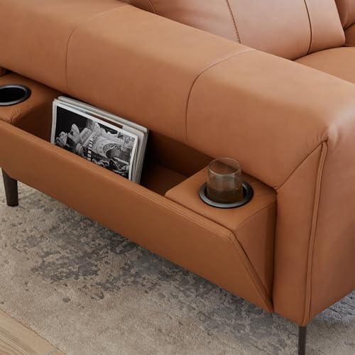 Image of Home Centre | Martian Half Leather 2-Seater Electric Recliner | Recliner Sofa for Living Room | Solid Wood | Tan | 1 Year Warranty