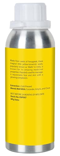 Image of Earth N Pure Fenugreek Seed Oil (Methi Oil) Cold Pressed, Natural and Therapeutic Grade 250 ml