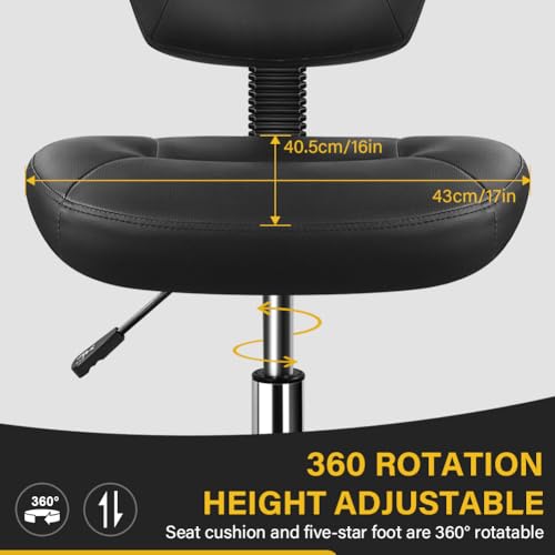 Image of WKWKER Drafting Chair with Back Footrest Adjustable Office Chair (Black) | adjustable desk chair, drafting stool with backrest, counter task chair, suitable for Lab Kitchen salon bar counter workbench