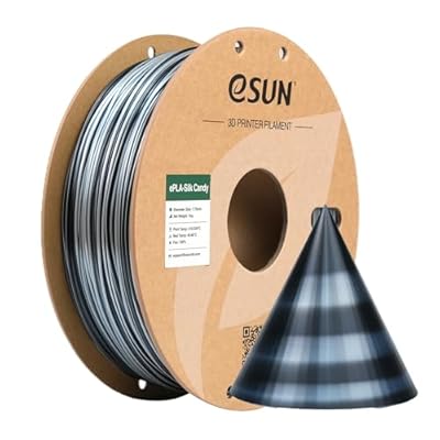 eSUN Filamento PLA Caramelo Seda 1.75mm Sedoso Multicolor Impresora 3D Filamento PLA 1KG Carrete para Impresoras 3D,Plata Negro
