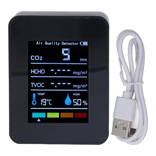 Respicefinem Carbon Dioxide Detector Tvoc Hcho Detector 14. 0×10. 0×5. 0 Co2 Lcd Tvoc Hcho Temperature Humidity Quality Meter Temperature Humidity