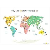 Kindred Sol Collective World Map for Kids Poster (24x17) – Educational Kids World Map with Animals & Landmarks, Nursery Wall Decor, Playroom & Classroom Learning Map