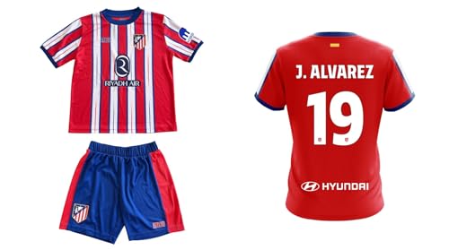Atlético de Madrid Primera Julián Álvarez equipación Camiseta y pantalón Temporada 24/25 Infantil réplica Oficial talla 12