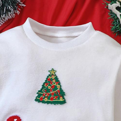 Moletom infantil de manga comprida com estampa de Papai Noel e gola redonda, Top, 18-24 Meses