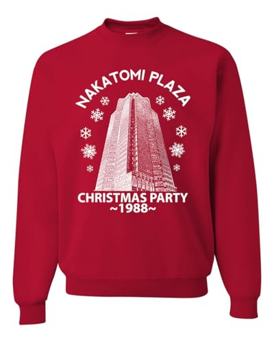 Wild Bobby Nakatomi Plaza Christmas Party 1988 Classic McClane Die Hard Ugly Christmas Sweater Unisex Crewneck Graphic Sweatshirt Red X-Large